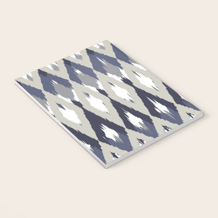 Festive, Boho Art, Geometric, Ikat Pattern, Blue and Gray Notebook Gallery Image 3