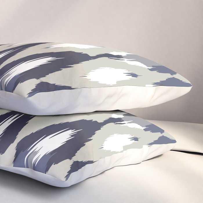 Festive, Boho Art, Geometric, Ikat Pattern, Blue and Gray Pillow Sham Gallery Image 3