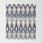 Festive, Boho Art, Geometric, Ikat Pattern, Blue and Gray Throw Blanket Gallery Image 2