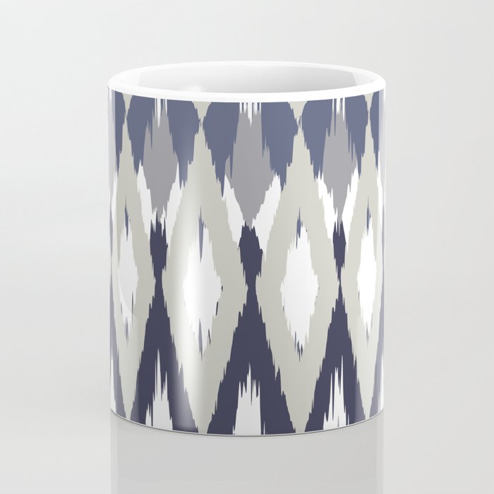 Festive, Boho Art, Geometric, Ikat Pattern, Blue and Gray Coffee Mug Gallery Image 4