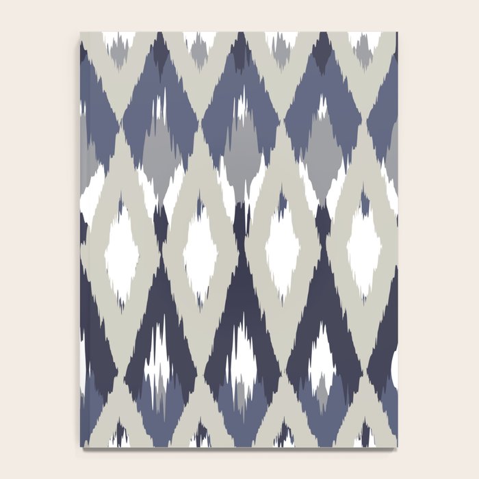 Festive, Boho Art, Geometric, Ikat Pattern, Blue and Gray Notebook Gallery Image 4