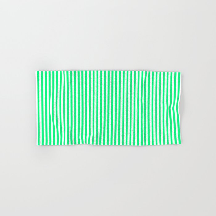 Spring Green and White Vertical Stripe Pattern for Crisp Interior Design Bath Towel Gallery Image 1