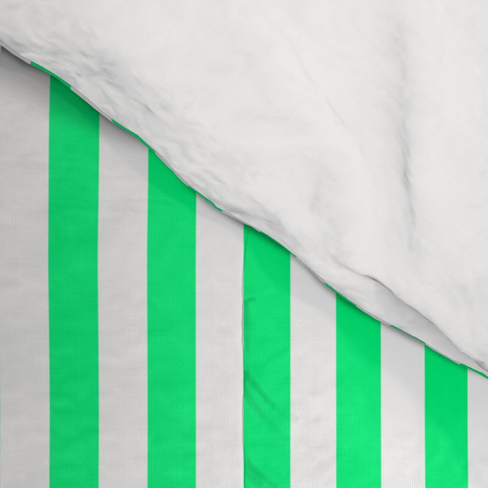 Spring Green and White Vertical Stripe Pattern for Crisp Interior Design Comforter Gallery Image 4