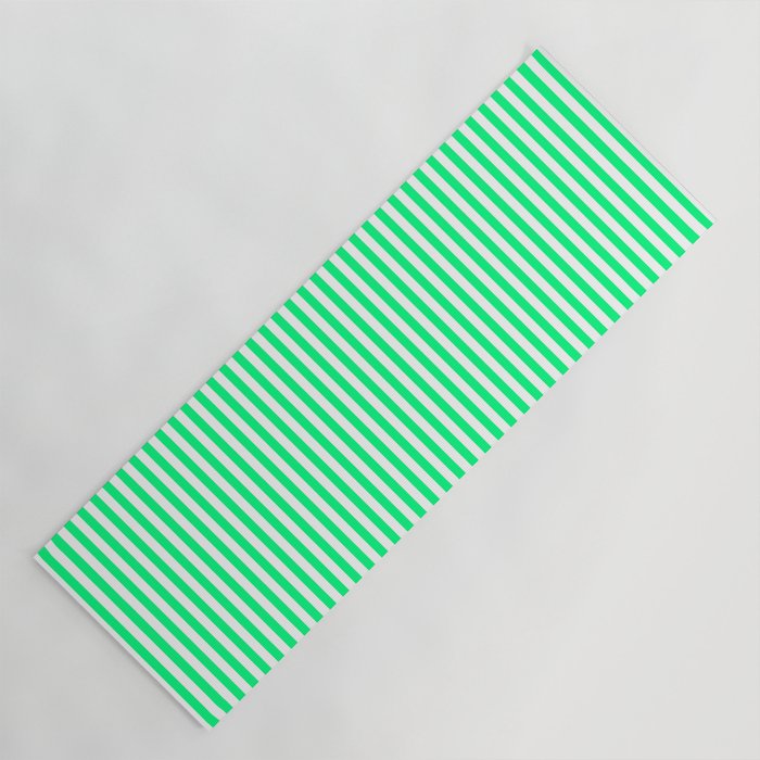 Spring Green and White Vertical Stripe Pattern for Crisp Interior Design Yoga Mat Gallery Image 1