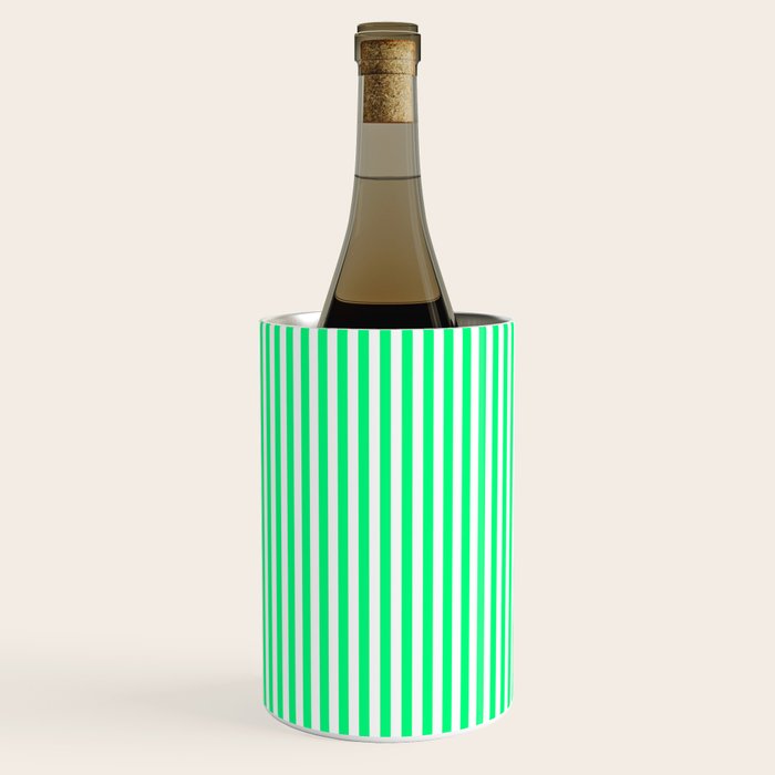 Spring Green and White Vertical Stripe Pattern for Crisp Interior Design Wine Chiller Gallery Image 1
