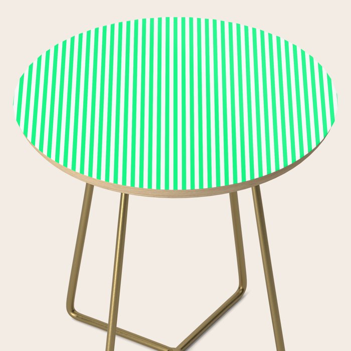 Spring Green and White Vertical Stripe Pattern for Crisp Interior Design Side Table Gallery Image 2