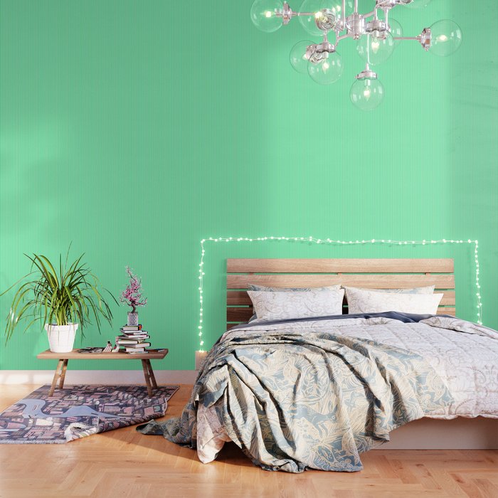 Spring Green and White Vertical Stripe Pattern for Crisp Interior Design Wallpaper Gallery Image 1