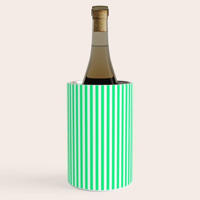 Spring Green and White Vertical Stripe Pattern for Crisp Interior Design Wine Chiller Gallery Image 2