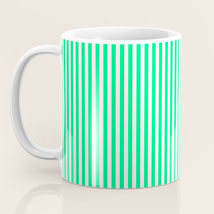 Spring Green and White Vertical Stripe Pattern for Crisp Interior Design Coffee Mug Gallery Image 3