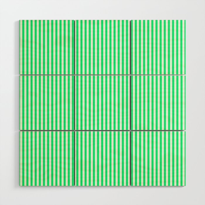 Spring Green and White Vertical Stripe Pattern for Crisp Interior Design Wood Wall Art Gallery Image 1