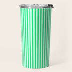 Spring Green and White Vertical Stripe Pattern for Crisp Interior Design Travel Mug Gallery Image 2
