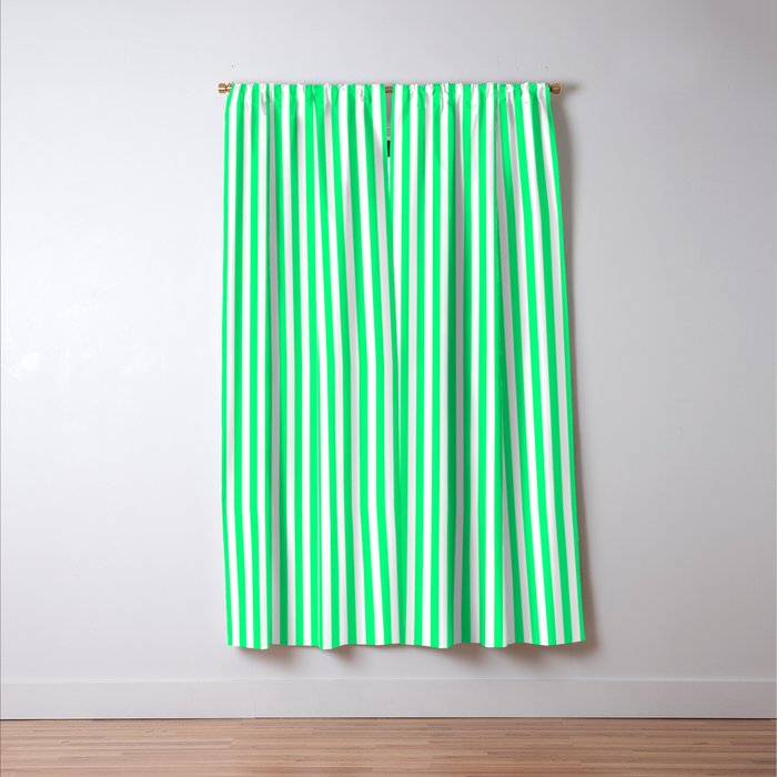 Spring Green and White Vertical Stripe Pattern for Crisp Interior Design Window Curtain Gallery Image 3