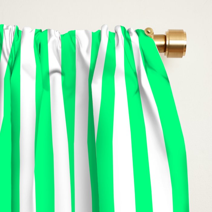 Spring Green and White Vertical Stripe Pattern for Crisp Interior Design Window Curtain Gallery Image 2