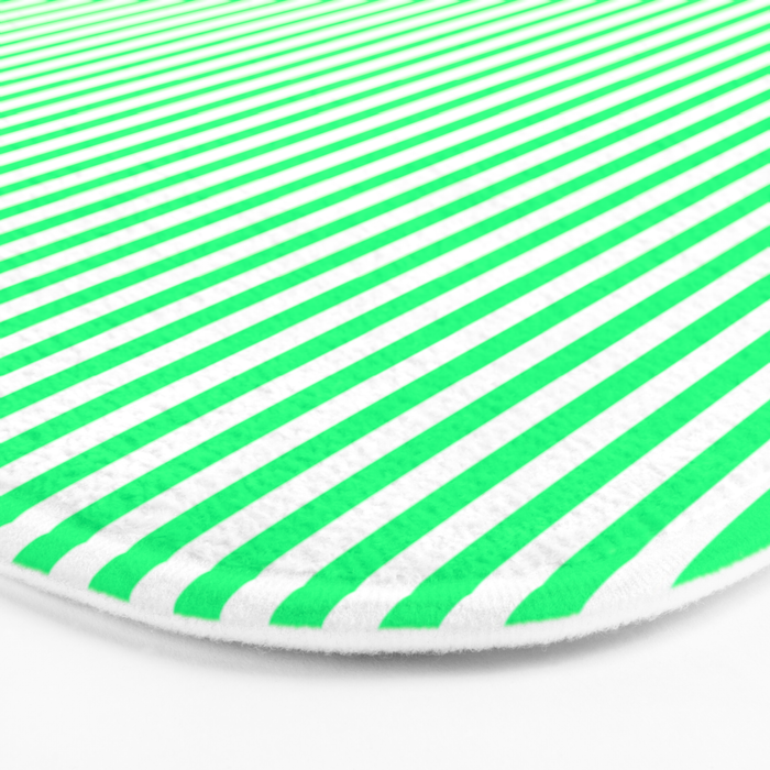 Spring Green and White Vertical Stripe Pattern for Crisp Interior Design Bath Mat Gallery Image 3