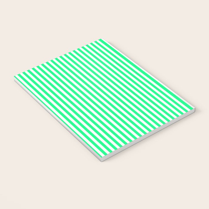 Spring Green and White Vertical Stripe Pattern for Crisp Interior Design Notebook Gallery Image 3