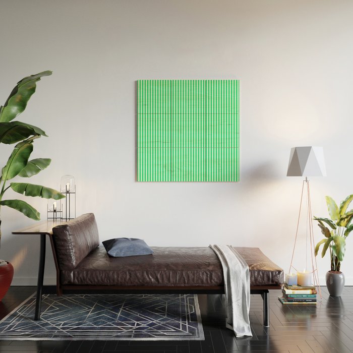Spring Green and White Vertical Stripe Pattern for Crisp Interior Design Wood Wall Art Gallery Image 2