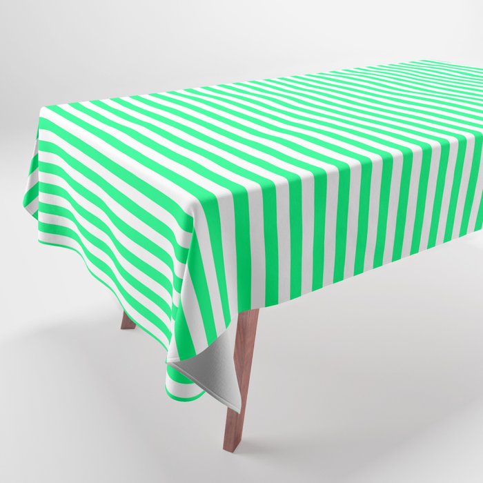 Spring Green and White Vertical Stripe Pattern for Crisp Interior Design Tablecloth Gallery Image 1