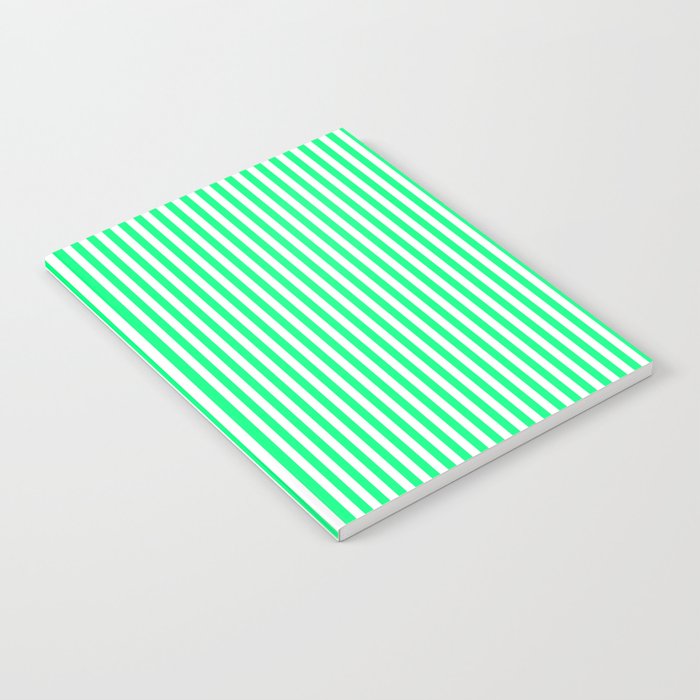 Spring Green and White Vertical Stripe Pattern for Crisp Interior Design Notebook Gallery Image 2