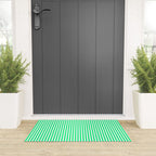Spring Green and White Vertical Stripe Pattern for Crisp Interior Design Welcome Mat Gallery Image 3