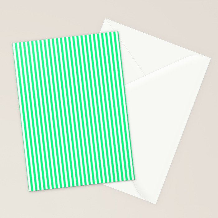 Spring Green and White Vertical Stripe Pattern for Crisp Interior Design Stationery Card Gallery Image 2