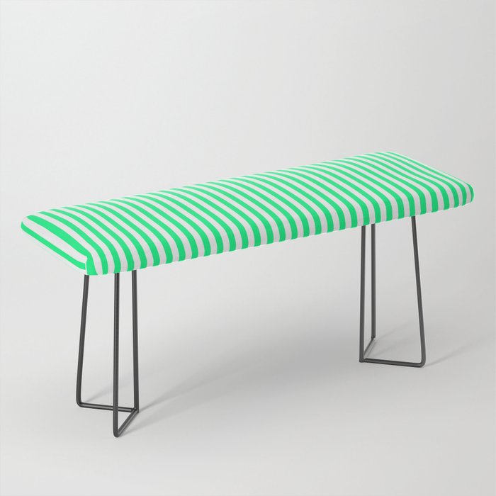 Spring Green and White Vertical Stripe Pattern for Crisp Interior Design Bench Gallery Image 1