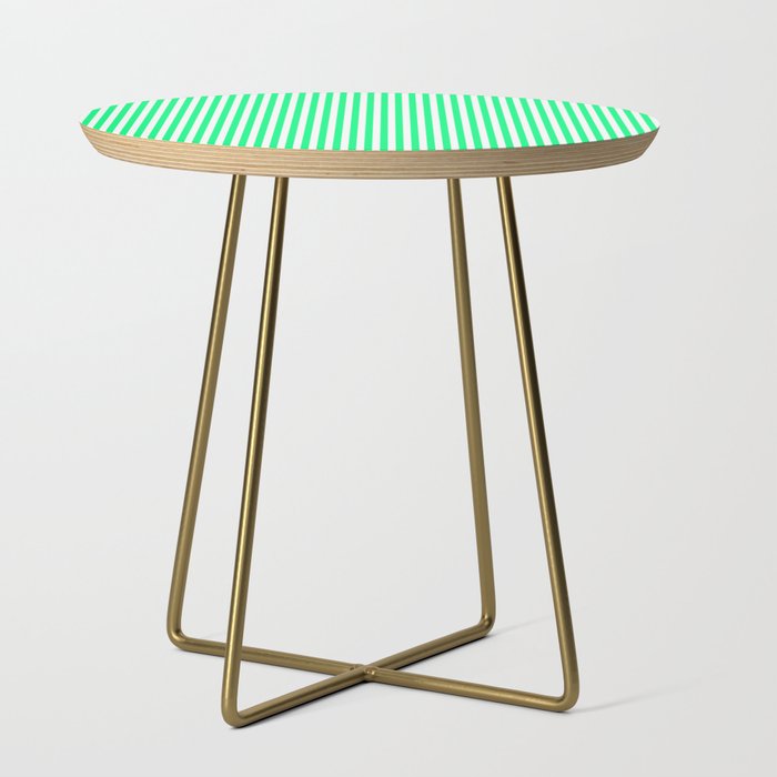 Spring Green and White Vertical Stripe Pattern for Crisp Interior Design Side Table Gallery Image 1