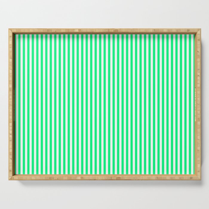 Spring Green and White Vertical Stripe Pattern for Crisp Interior Design Serving Tray Gallery Image 1