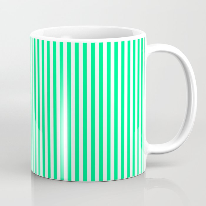 Spring Green and White Vertical Stripe Pattern for Crisp Interior Design Coffee Mug Gallery Image 1