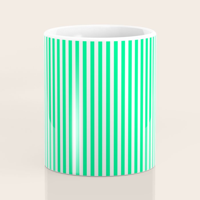Spring Green and White Vertical Stripe Pattern for Crisp Interior Design Coffee Mug Gallery Image 4