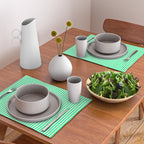 Spring Green and White Vertical Stripe Pattern for Crisp Interior Design Placemat Gallery Image 2