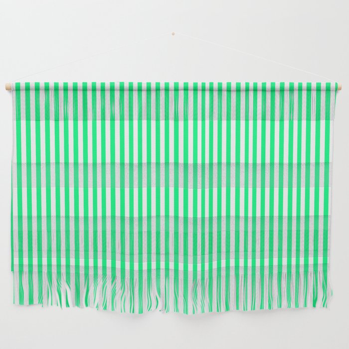 Spring Green and White Vertical Stripe Pattern for Crisp Interior Design Wall Hanging Gallery Image 1