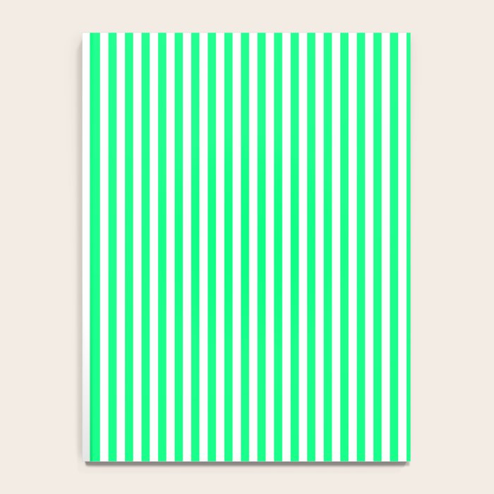 Spring Green and White Vertical Stripe Pattern for Crisp Interior Design Notebook Gallery Image 4