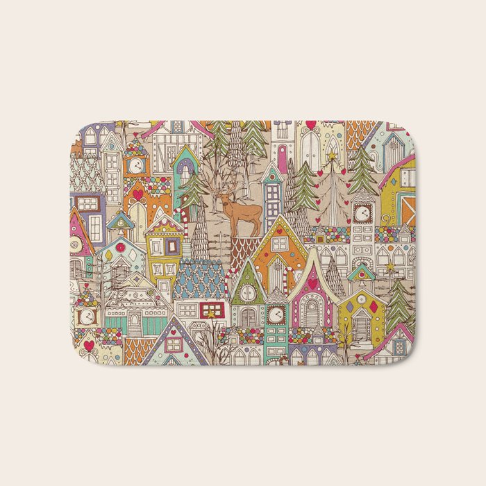 vintage gingerbread town Bath Mat Gallery Image 1