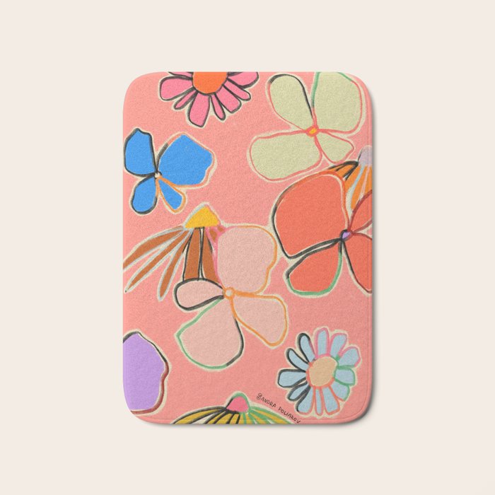 VINTAGE GARDEN PEACH Bath Mat Gallery Image 1