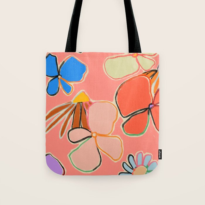 VINTAGE GARDEN PEACH Tote Bag Gallery Image 1