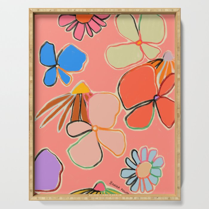 VINTAGE GARDEN PEACH Serving Tray Gallery Image 1