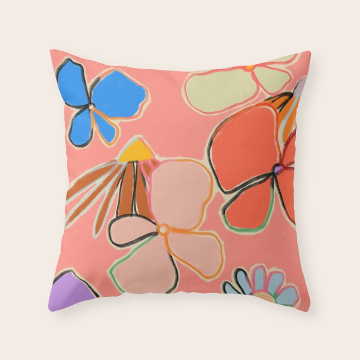 VINTAGE GARDEN PEACH Throw Pillow Gallery Image 1