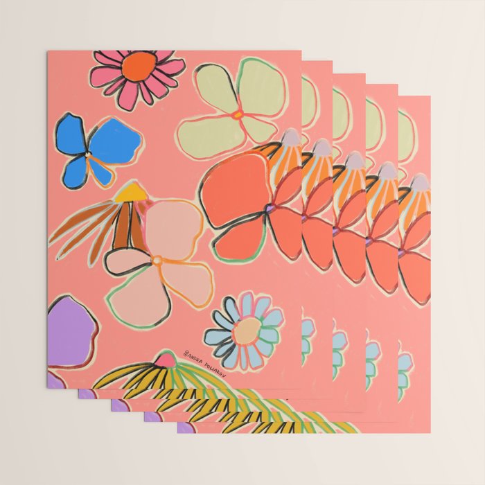 VINTAGE GARDEN PEACH Wrapping Paper Gallery Image 3