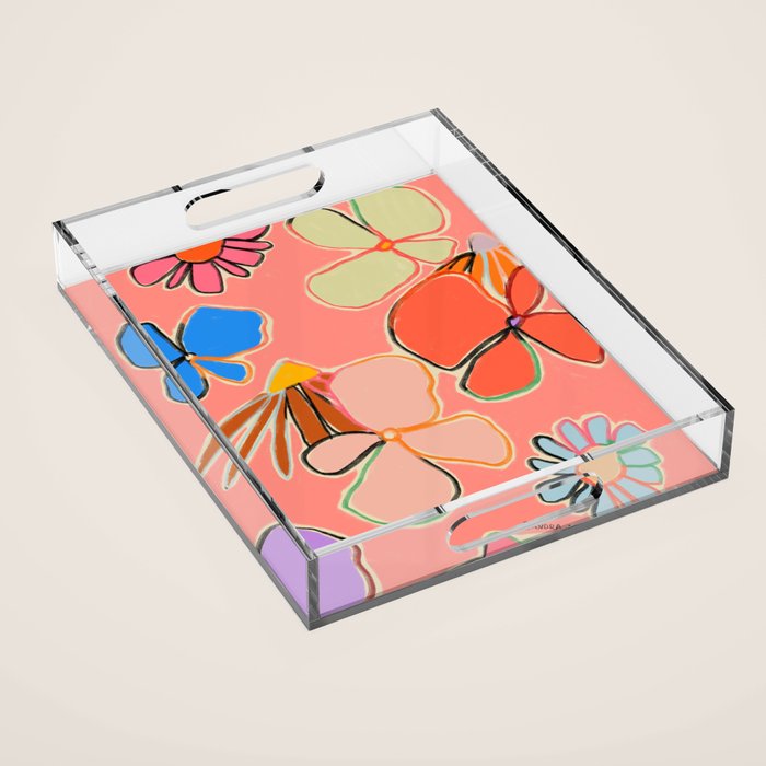 VINTAGE GARDEN PEACH Acrylic Tray Gallery Image 1
