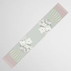 Wildflower bouquet in vase illustration - muted green, dusty pink and beige flowers Table Runner Gallery Image 3
