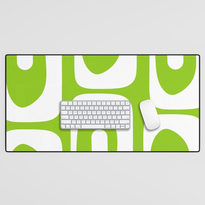 Lime Green Mid Century Modern Piquet Abstract Pattern with White Desk Mat Gallery Image 1