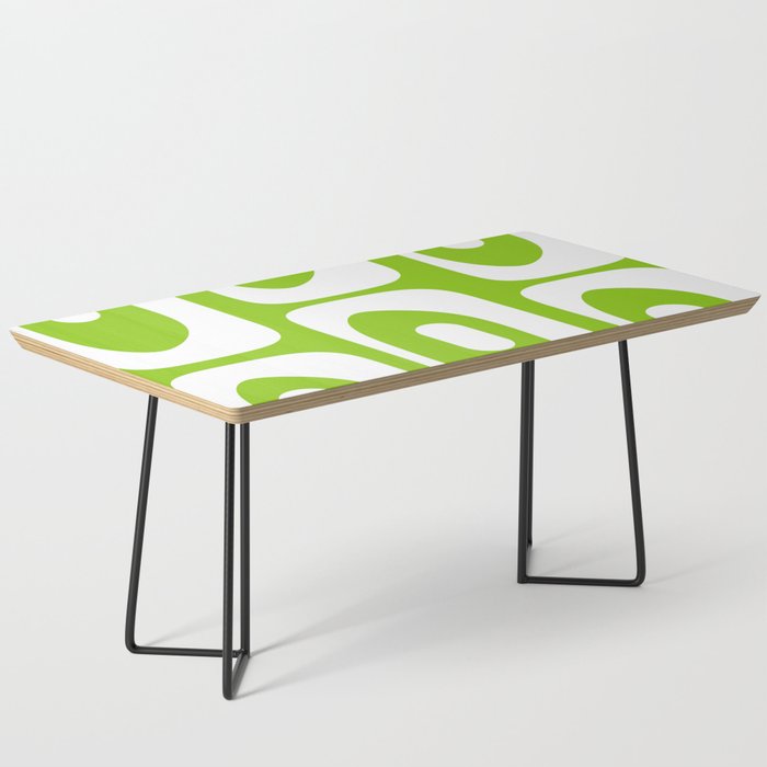 Lime Green Mid Century Modern Piquet Abstract Pattern with White Coffee Table Gallery Image 1