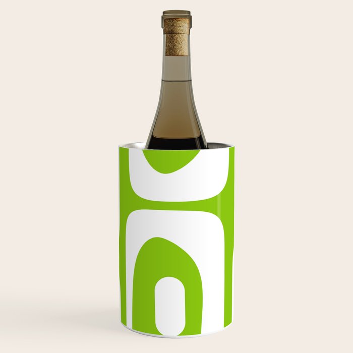 Lime Green Mid Century Modern Piquet Abstract Pattern with White Wine Chiller Gallery Image 1