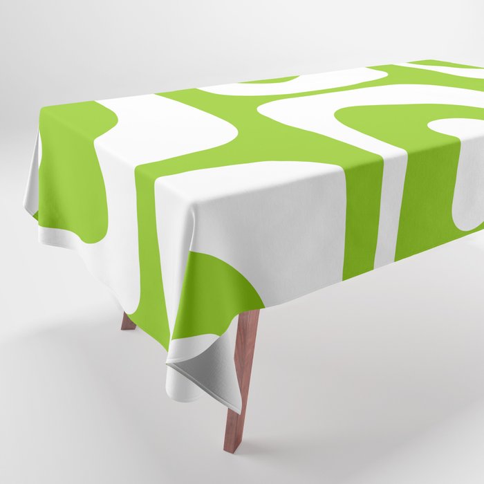 Lime Green Mid Century Modern Piquet Abstract Pattern with White Tablecloth Gallery Image 1