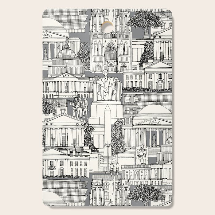 Washington DC toile gray Cutting Board Gallery Image 1