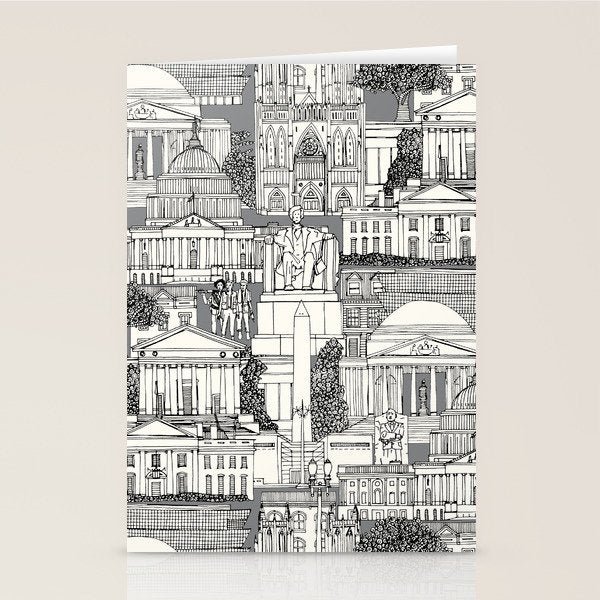 Washington DC toile gray Stationery Card Gallery Image 2