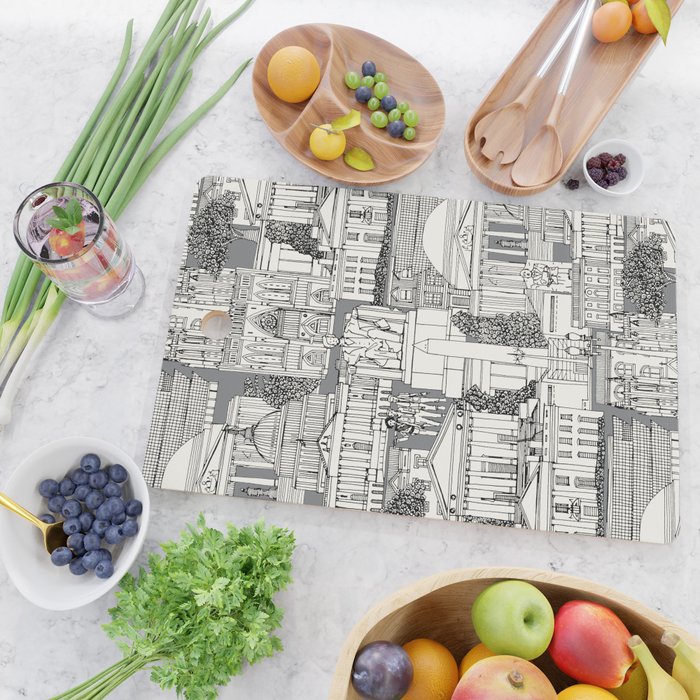 Washington DC toile gray Cutting Board Gallery Image 2