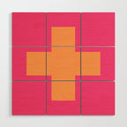 Swiss Cross Symbol in Pink and Orange Wood Wall Art Gallery Image 1