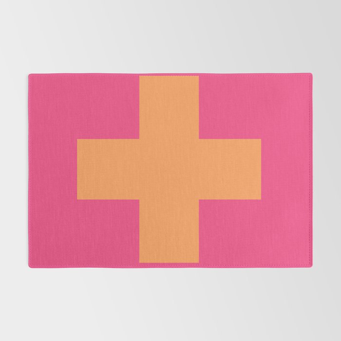 Swiss Cross Symbol in Pink and Orange Rug Gallery Image 2