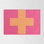Swiss Cross Symbol in Pink and Orange Rug Gallery Image 2